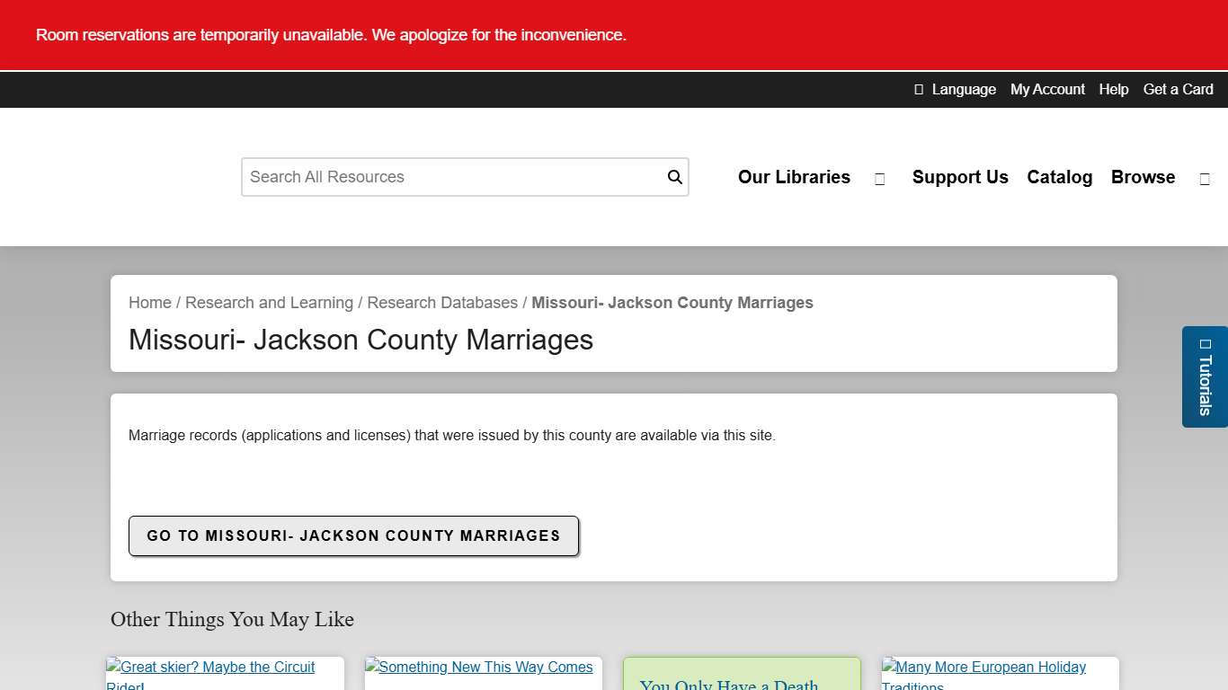 Missouri- Jackson County Marriages Mid-Continent Public Library